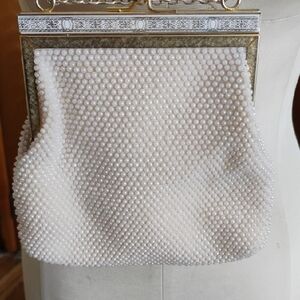 Elegant Pearl Beaded Evening Bag Handmade In Hong Kong